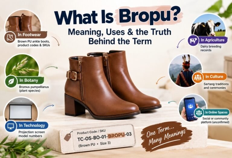 What Is Bropu? Meaning, Uses & the Truth Behind the Term What Is Bropu? Meaning, uses of Bropu in brown PU ankle boots, product codes, botany, technology, agriculture, and culture.